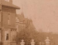 The even side of the street showing the tower. The even side of the street showing the tower.
